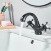 Ari Retro wastafelmengkraan, zwart, antiek messing, met 2 Productafbeelding-voorbeeld 3