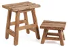 Tabouret bois de teck recyclé marron 39x30x47cm Voir les images du produit 10