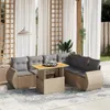 Design 7-tlg. Garten-Sofagarnitur mit Kissen Beige Poly Produktbild-Vorschau 1