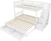 A white bunk bed with a pull-out bed and storage drawers, shown from a slightly elevated angle against a white background. Anteprima dell’immagine prodotto