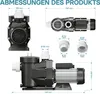 WilTec Poolpumpe 28800 l/h 1300 W Schwimmbadpumpe Produktbild-Vorschau 7