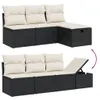 vidaXL 7-tlg. Garten-Sofagarnitur mit Kissen Schwarz Poly Produktbild-Vorschau 3
