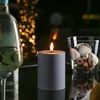 LED Stumpenkerze MIA - Kunststoff - realistische 3D Flamme - H: 10cm - outdoor - grau Produktbild-Vorschau