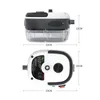 Two views of a portable handheld steam cleaner, with dimensions indicated. Produktbild-Vorschau