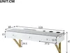 A diagram of a white wall-mounted vanity table with dimensions indicated. Voir les images du produit
