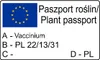 A plant passport label with EU flag and text in Polish and English. Produktbild-Vorschau
