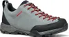 Graue Wanderschuhe für Damen mit roten Schnürsenkeln von Scarpa; Modell Mojito Trail GTX Wmn WIDE. Produktbild-Vorschau