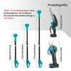 A diagram showing the different sizes and components of a cordless pole saw and lopper. Produktbild-Vorschau