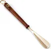 NKlaus 46cm Schuhlöffel lang aus Messing gold mit Holzgriff Produktbild-Vorschau 1
