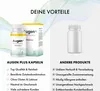 A comparison of 'Augen Plus Kapseln' with 'Andere Produkte', highlighting the benefits of the former and the drawbacks of the latter. Produktbild-Vorschau