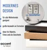 A marketing image showcasing different frame colors and a close-up of framed pictures on a desk. Voir les images du produit