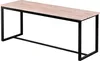 A long, narrow bench with a light wood-effect top and black metal legs, shown against a white background. Produktbild-Vorschau