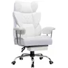 A white gaming chair with a footrest is shown against a white background. Podgląd zdjęcia produktu