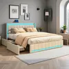 Lit double UnboxG 140 x 190 cm beige en tissu avec 4 Voir les images du produit 10