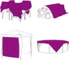 Four different illustrations showing how to use a purple cover for various outdoor items. Podgląd zdjęcia produktu