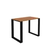 A product shot of a table with a wooden top and black metal legs, isolated on a white background. Voir les images du produit