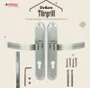 A product image showcasing door handles and their accessories, with marketing text and a brand logo. Produktbild-Vorschau