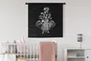 MuchoWow® Wandteppich Wandbehang Elefant - Blumen - Schwarz Produktbild-Vorschau 1