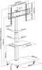 A technical drawing of a TV stand with dimensions and angles indicated. Anteprima dell’immagine prodotto