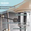 Close-up view of a sink drain assembly with descriptive text overlays. Produktbild-Vorschau