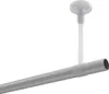 A white curtain rod mounted to a ceiling with a support. Produktbild-Vorschau