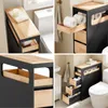 SoBuy Mobiletto portarotolo con ruote mobili Nero e legno Anteprima dell’immagine prodotto 9