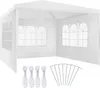 A white gazebo tent with windows, and accessories like ropes and stakes. Náhled obrázku produktu