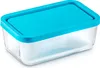 A clear, studio shot of a glass food storage container with a blue lid. Anteprima dell’immagine prodotto