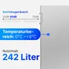 Marketing image showing a refrigerator with feature callouts. Produktbild-Vorschau