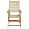 Gartenstühle 2 Stk. Beige Massivholz Akazie und Poly Rattan Produktbild-Vorschau 5