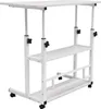 A white, adjustable height side table with two shelves and wheels, shown against a white background. Náhled obrázku produktu
