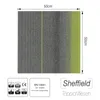 A single carpet tile with a striped pattern, showing dimensions and certifications. Anteprima dell’immagine prodotto