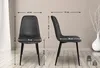 Two views of a black chair with dimensions indicated by measurement lines and text. Produktbild-Vorschau