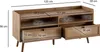 A diagram of a wooden TV stand with dimensions labeled. Produktbild-Vorschau