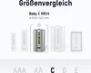 A size comparison chart showing different battery sizes, with a focus on the Baby C HR14 size. Produktbild-Vorschau