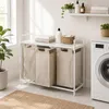 Relaxdays Wäschekorb mit Ablage, 3 ausziehbare Produktbild-Vorschau 2