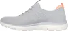 Side view of a single gray sneaker with a white sole and a peach accent at the heel. Produktbild-Vorschau
