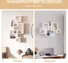 A collage showing two different wall shelf arrangements, one vertical and one horizontal, with decorative items. Voir les images du produit