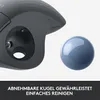 Close-up of a trackball mouse component and a separate trackball, with text overlay. Anteprima dell’immagine prodotto