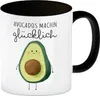 Niedliche Avocado Kaffeebecher in schwarz mit Spruch Produktbild-Vorschau 1