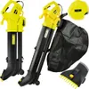 A collage of a leaf blower/vacuum with accessories. Podgląd zdjęcia produktu