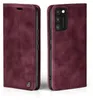 A burgundy flip case for a smartphone is shown from two angles. Produktbild-Vorschau