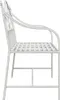 A side view of a white metal garden bench on a white background. Podgląd zdjęcia produktu