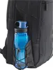 A close-up view of a black backpack with a blue water bottle in a side pocket. Náhľad obrázku produktu