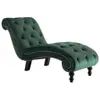 Grüne Samt Chaiselongue mit Knopfpolsterung, ergonomisches Produktbild-Vorschau 1
