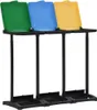A three-bin trash can stand with lids. Náhled obrázku produktu