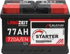 A car battery with branding and specifications displayed. Produktbild-Vorschau