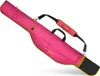A pink fishing rod case with yellow accents and a black tip, shown against a white background. Produktbild-Vorschau