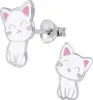 Ohrstecker Katze: bunte Kinderohrringe Silber 925 Weiß Produktbild-Vorschau 1