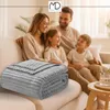 Coperta copriletto a righe poltrona letto grande grigio Anteprima dell’immagine prodotto 9